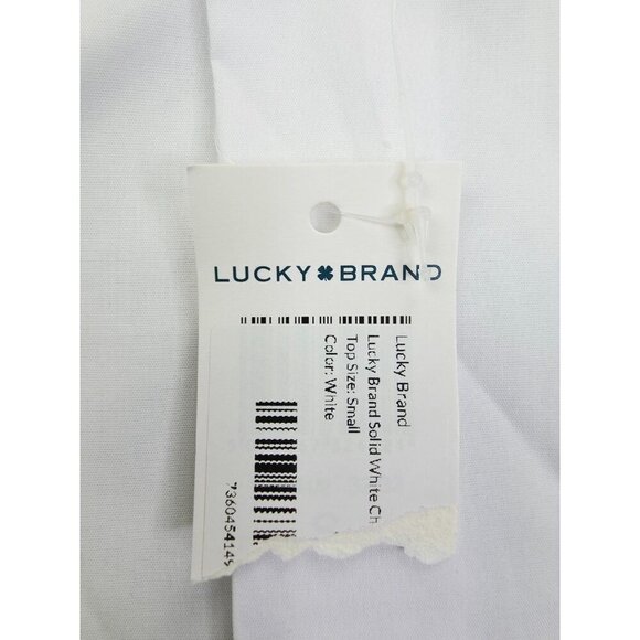 Lucky Brand slim Fit Stretch Size 14-14.5 32/33 Small Mens White L/S Shirt NWT - Picture 6 of 11